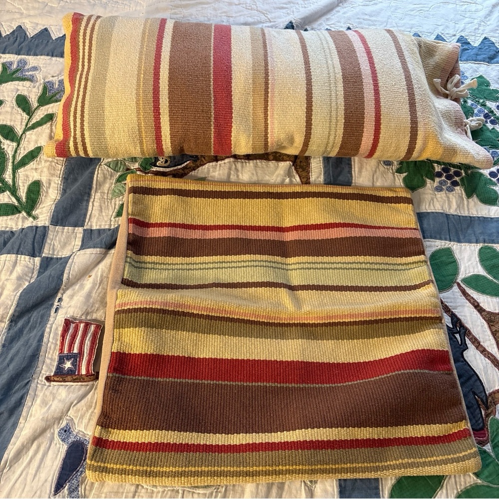 Pottery Barn  2 Duncan striped Pillows (one With Insert)